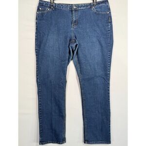 Ashley Stewart Women's Blue Jeans Plus Size 20W 42x32 Dark Stretch Denim Classic